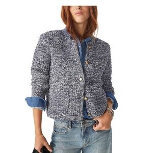 ba&sh Navy Tweed Blazer Guspa Cardigan size 3 large